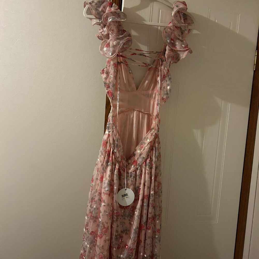 Pink Floral Ruffle Maxi Dress - Picture 3 of 4